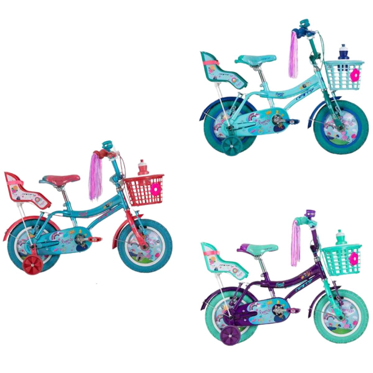 GW - Bicicleta para niñas Rin 12 Gw princess story Azul Cenizo