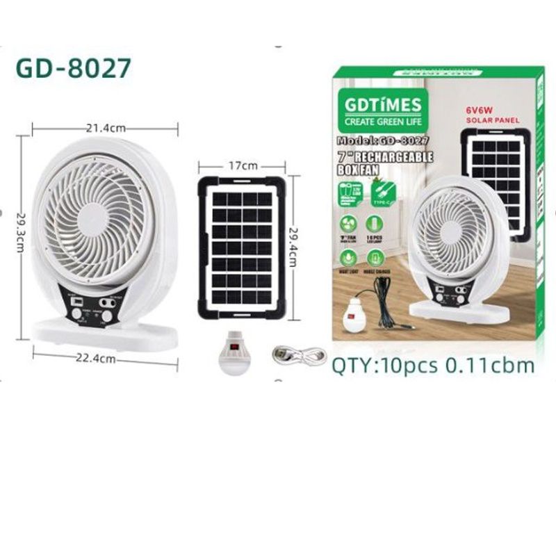 GENERICO - VENTILADOR SOLAR 8 GD-8027