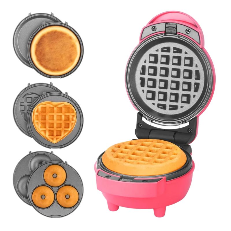 GENERICO - Mini Waflera Donera Crepes Corazones 4 En 1 Antiadherente