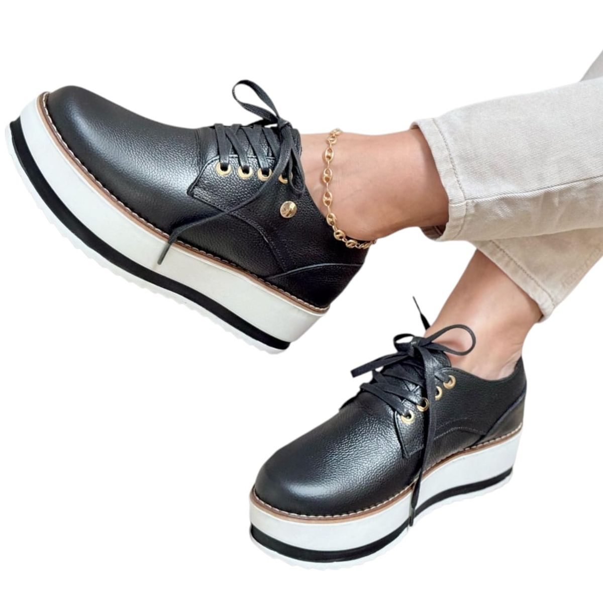 EVEGONZ - Zapato Casual Oxford Negro Calzado de Moda Mujer