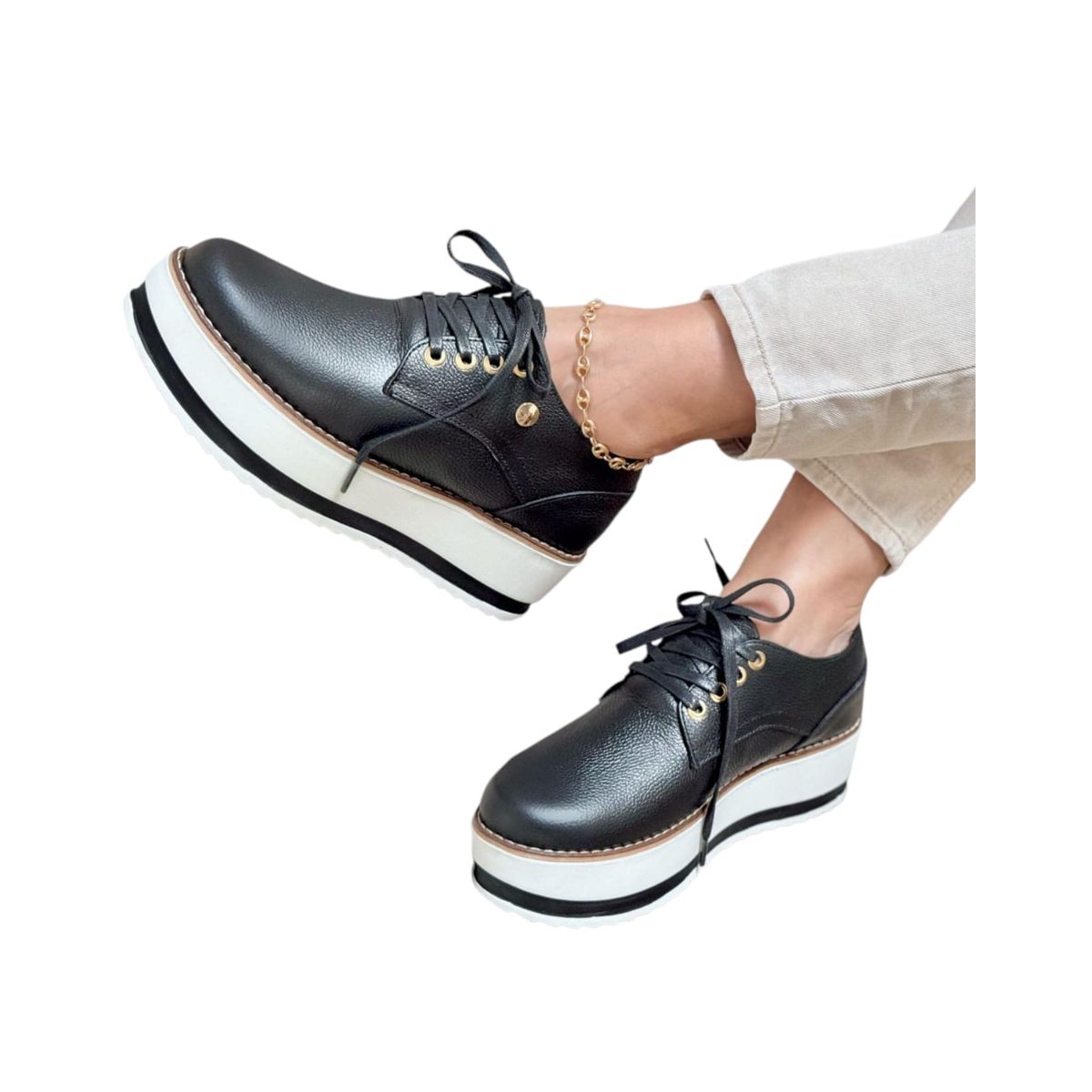 EVEGONZ - Zapato Casual Oxford Negro Calzado de Moda Mujer