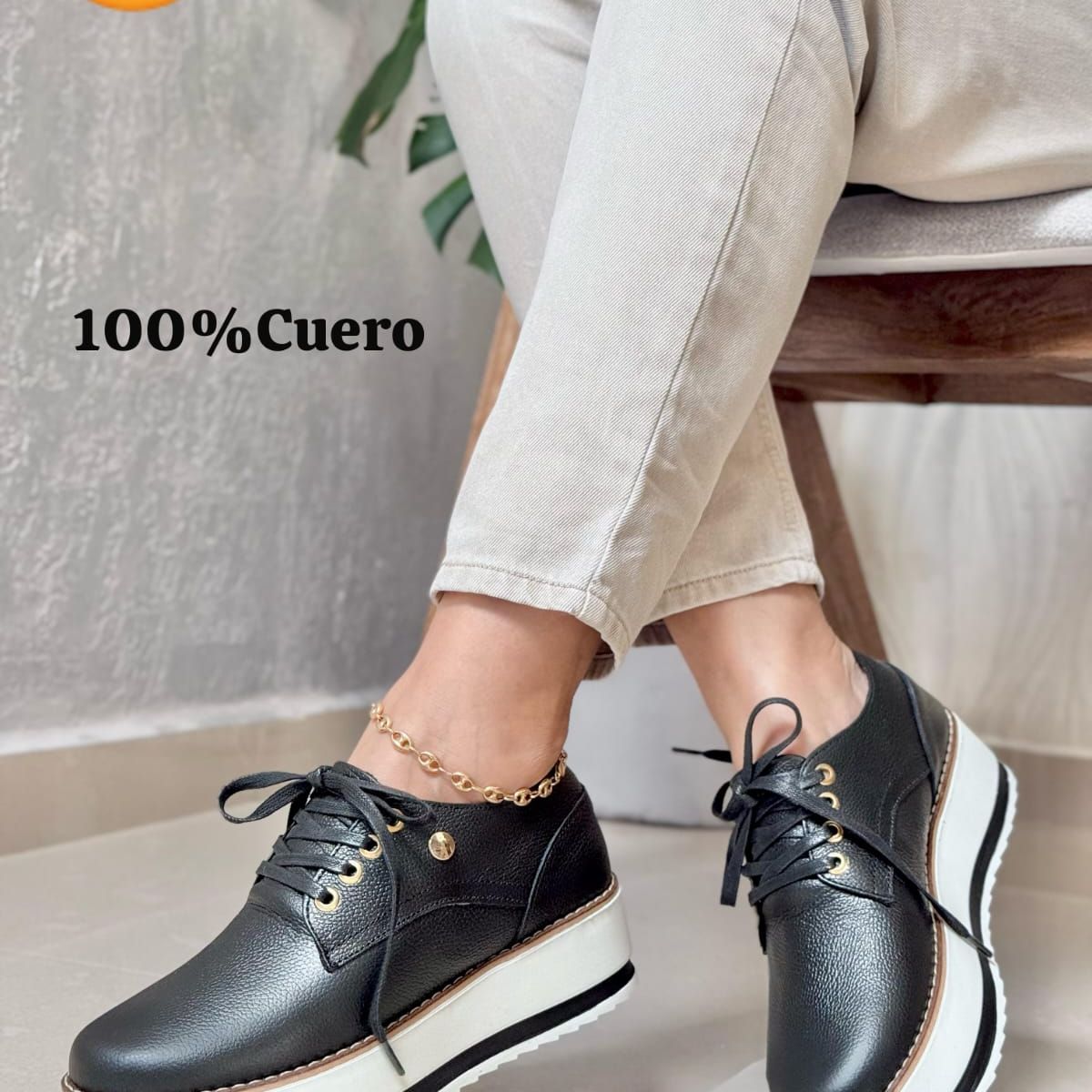 EVEGONZ - Zapato Casual Oxford Negro Calzado de Moda Mujer