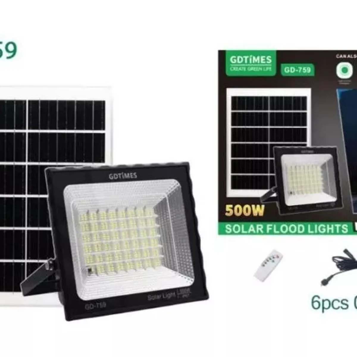 HOME - Reflector solar 500w Lampara led Control remoto Exterior Inalambrico