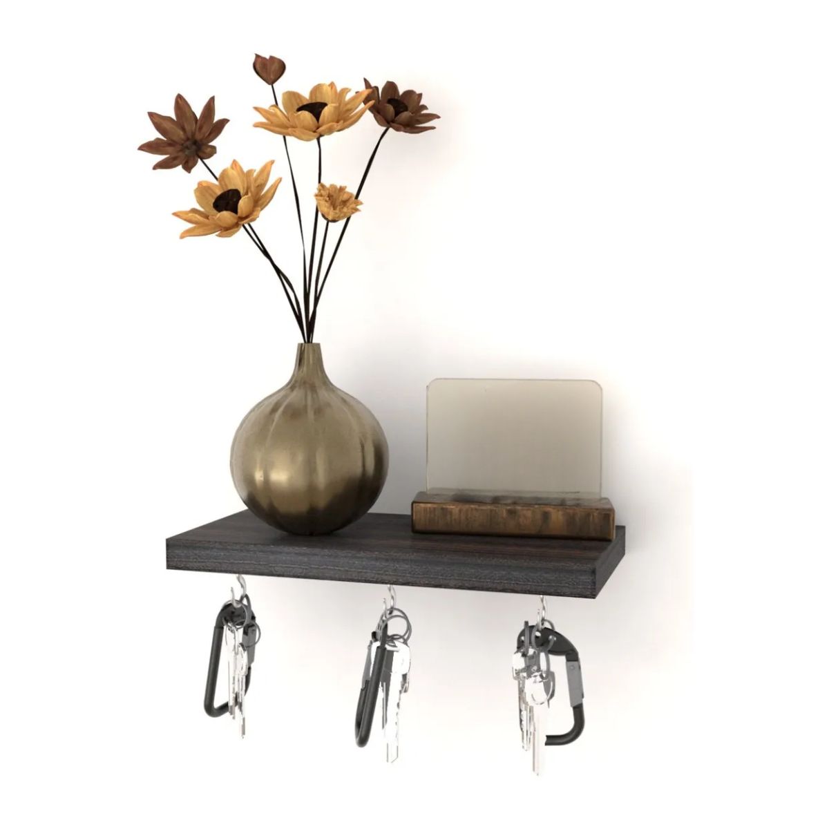 GENERICO - Repisa Perchero Llaves P-01 Decoración Hogar Moderna Color Gris Oscuro