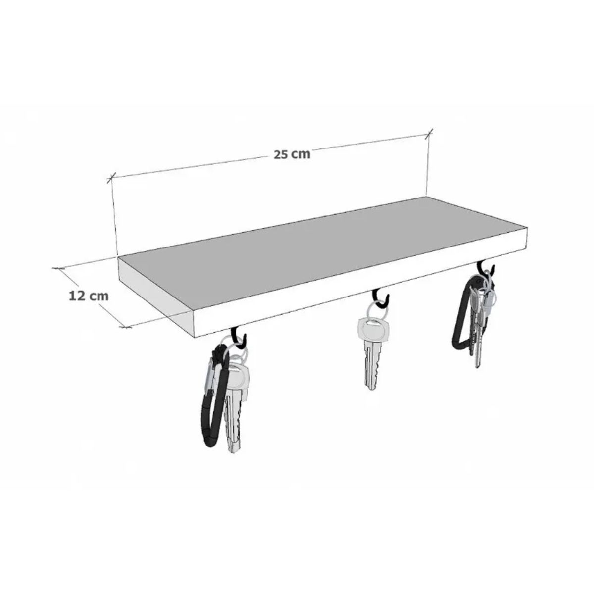 GENERICO - Repisa Perchero Llaves P-01 Decoración Hogar Moderna Color Gris Oscuro