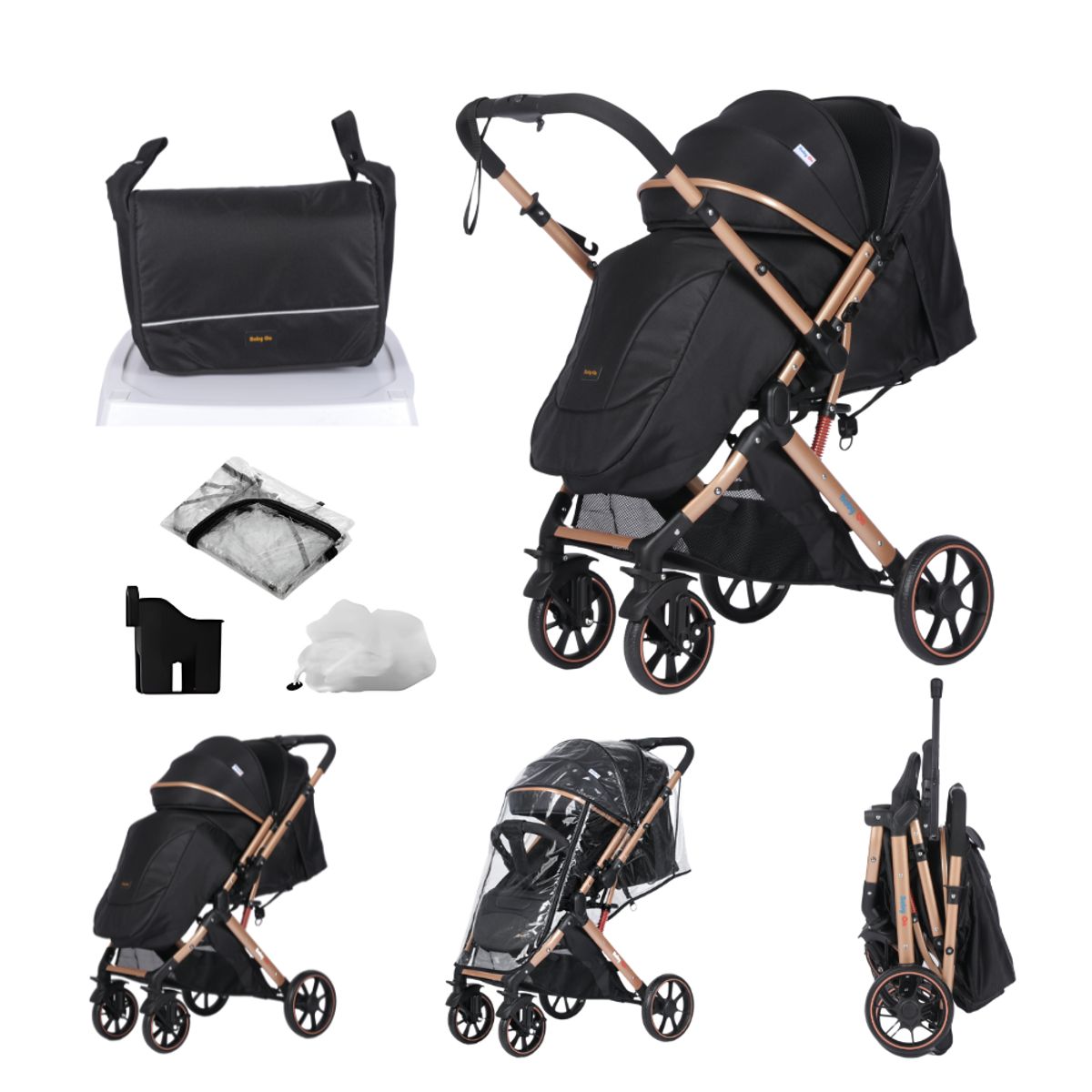 BABY ON - Coche de bebé BabyOn Evolution Reversible Navy + Pañalera