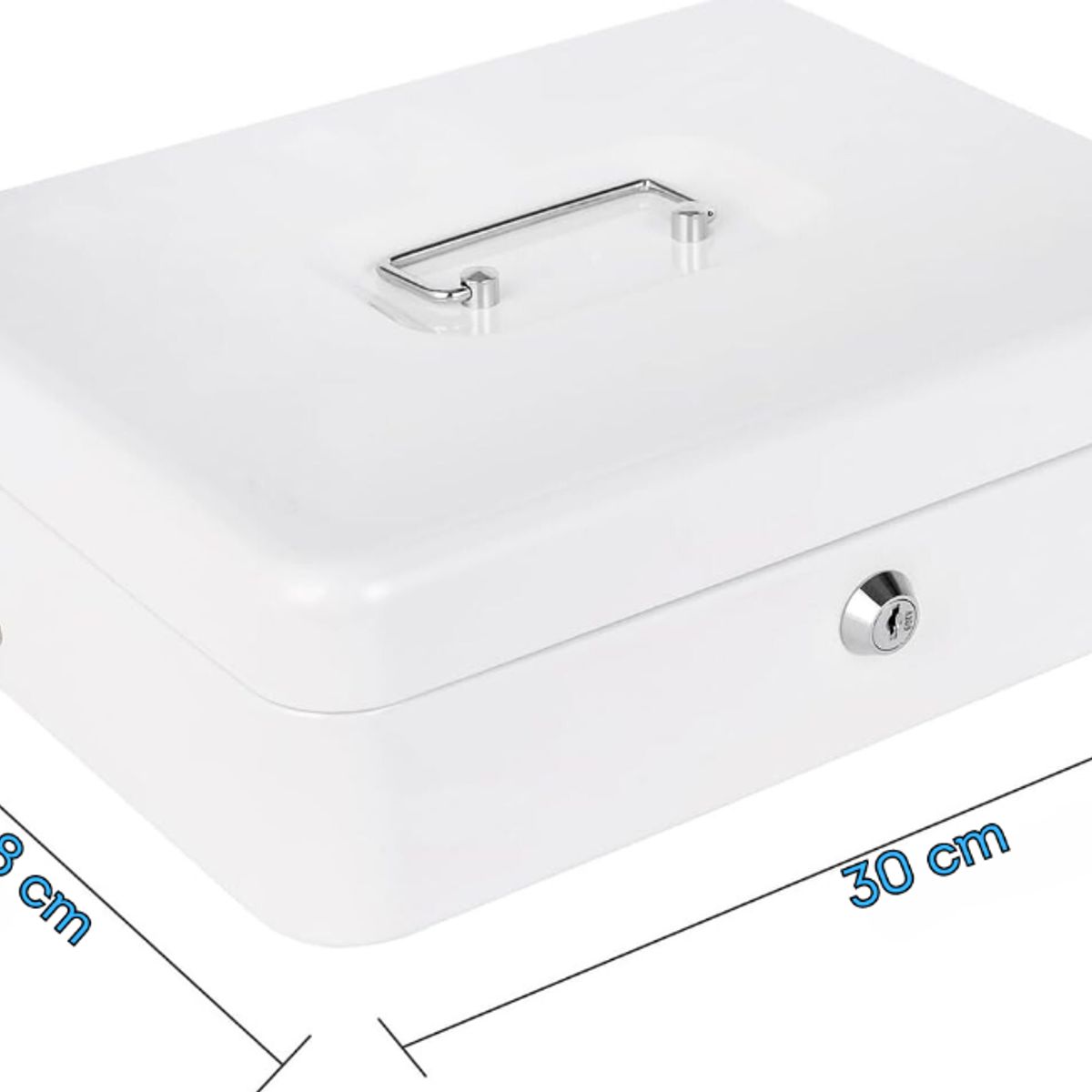 GENERICO - Caja de dinero blanca con bandeja para efectivo