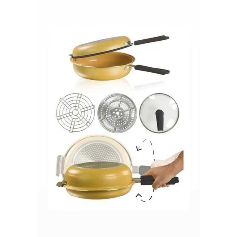 GENERICO - Sarten Doble Cara Antiadherente Dual Grill Amarillo Premiun