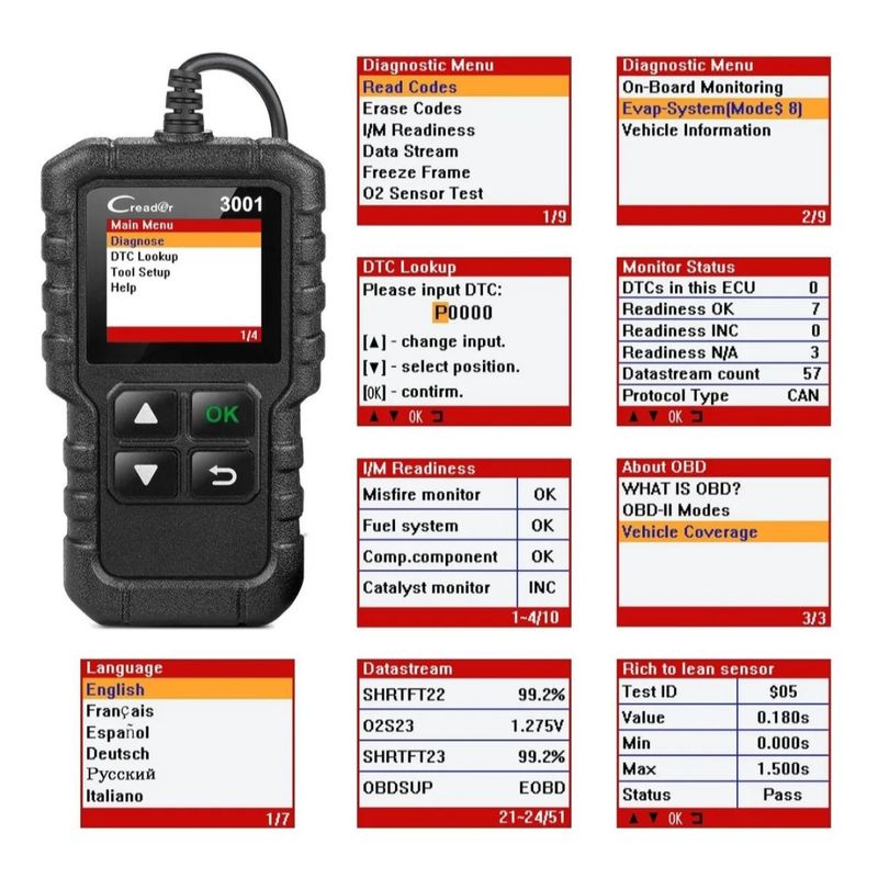 GENERICO - Escáner Automotriz Launch Cr3001 Obd2 scanner