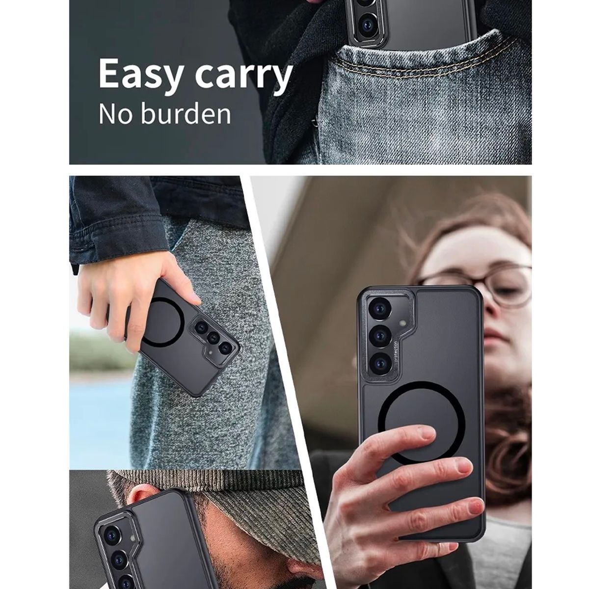 GENERICO - Funda Case Rígido Carga Inalámbrica Compatible Samsung S25 Ultra Negro