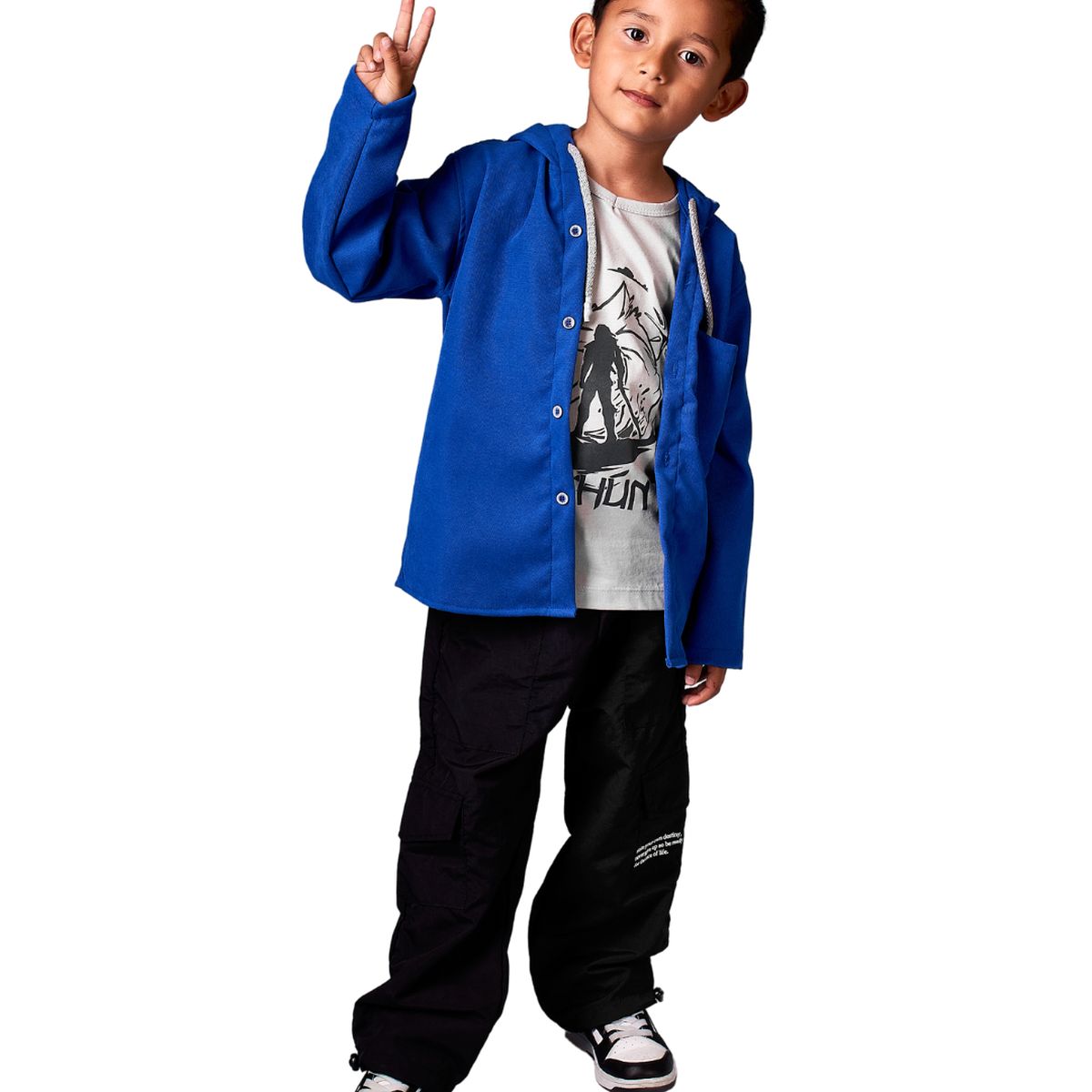 BIGBOYS - Camisa Pana Manga Larga Azul Rey