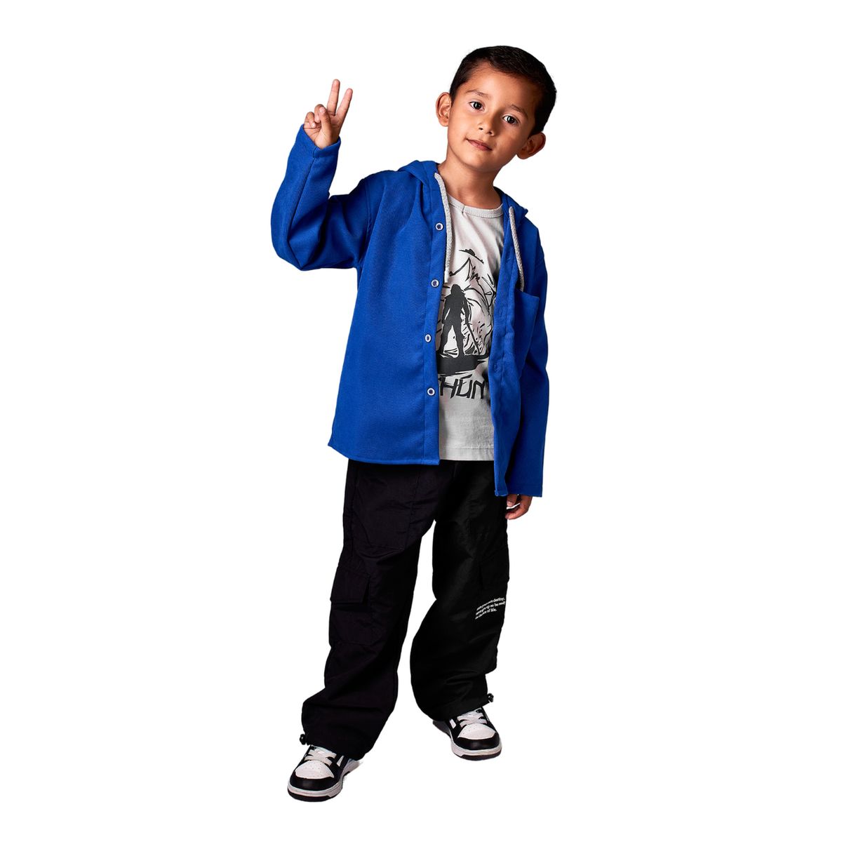 BIGBOYS - Camisa Pana Manga Larga Azul Rey