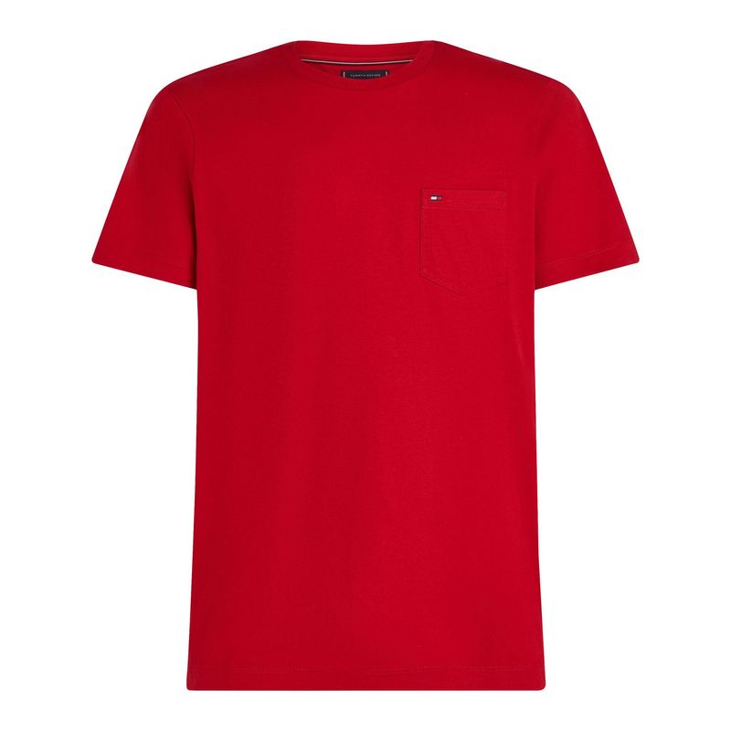 TOMMY HILFIGER - Camiseta roja de cuello redondo con bolsillo Tommy Hilfiger