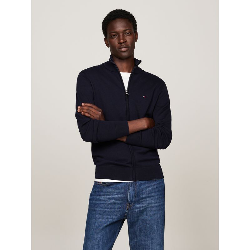 TOMMY HILFIGER - Saco azul de cuello perkins con cremallera Tommy Hilfiger