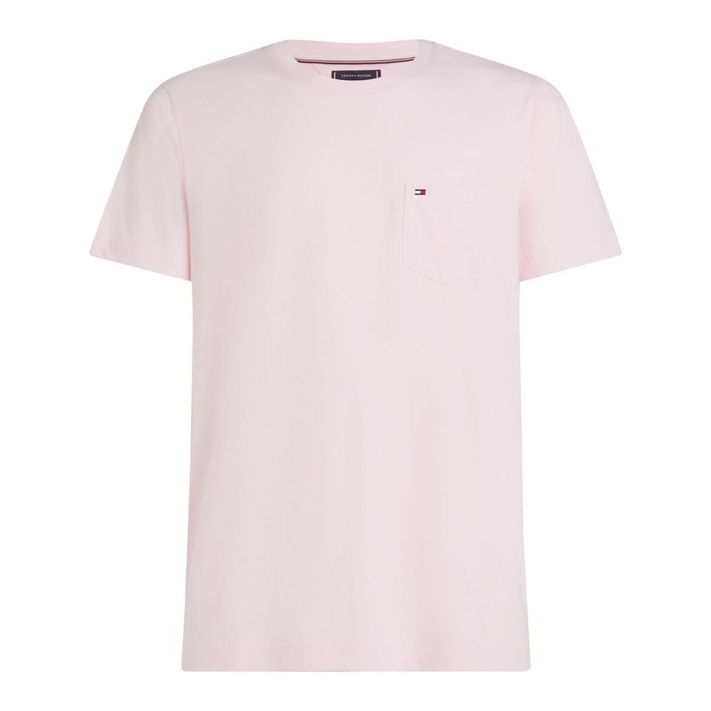 TOMMY HILFIGER - Camiseta rosa de cuello redondo con bolsillo Tommy Hilfiger