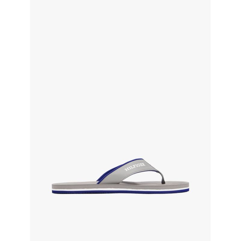 TOMMY HILFIGER - Sandalias gris con tiras acolchadas e inscripción Tommy Hilfiger