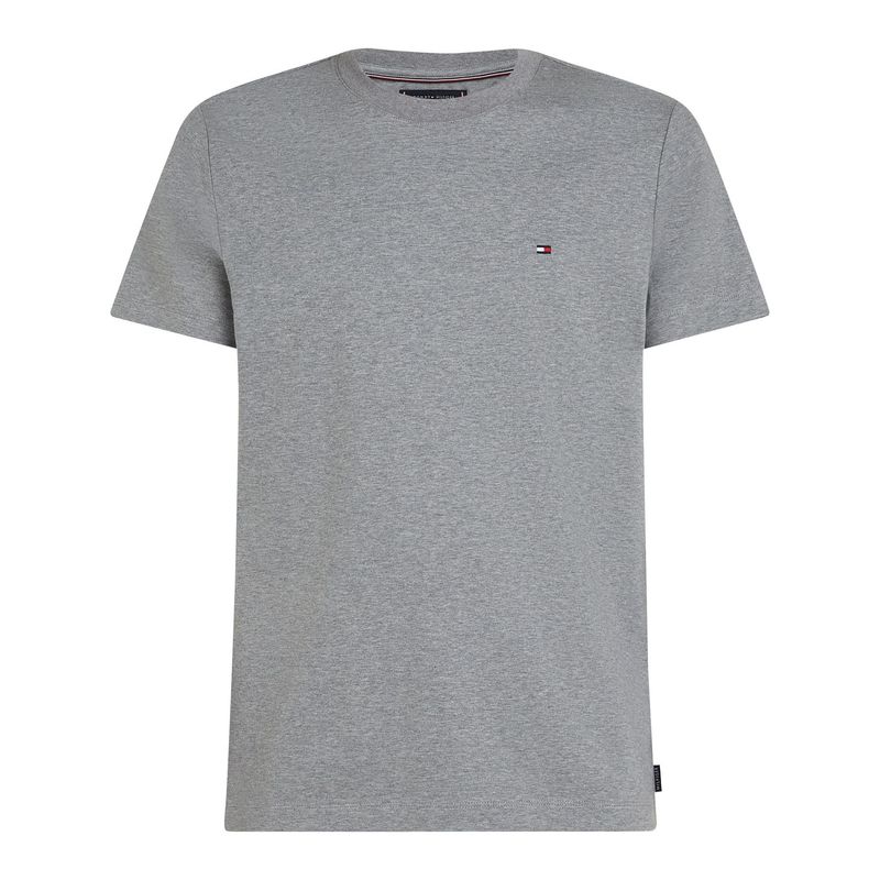 TOMMY HILFIGER - Camiseta gris de tejido interlock con corte slim Tommy Hilfiger