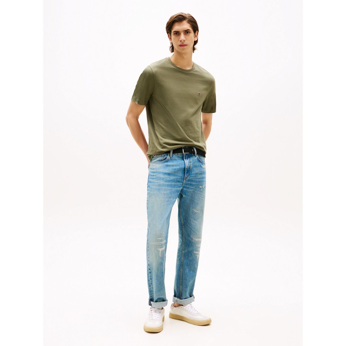 TOMMY HILFIGER - Camiseta verde de cuello redondo Tommy Hilfiger