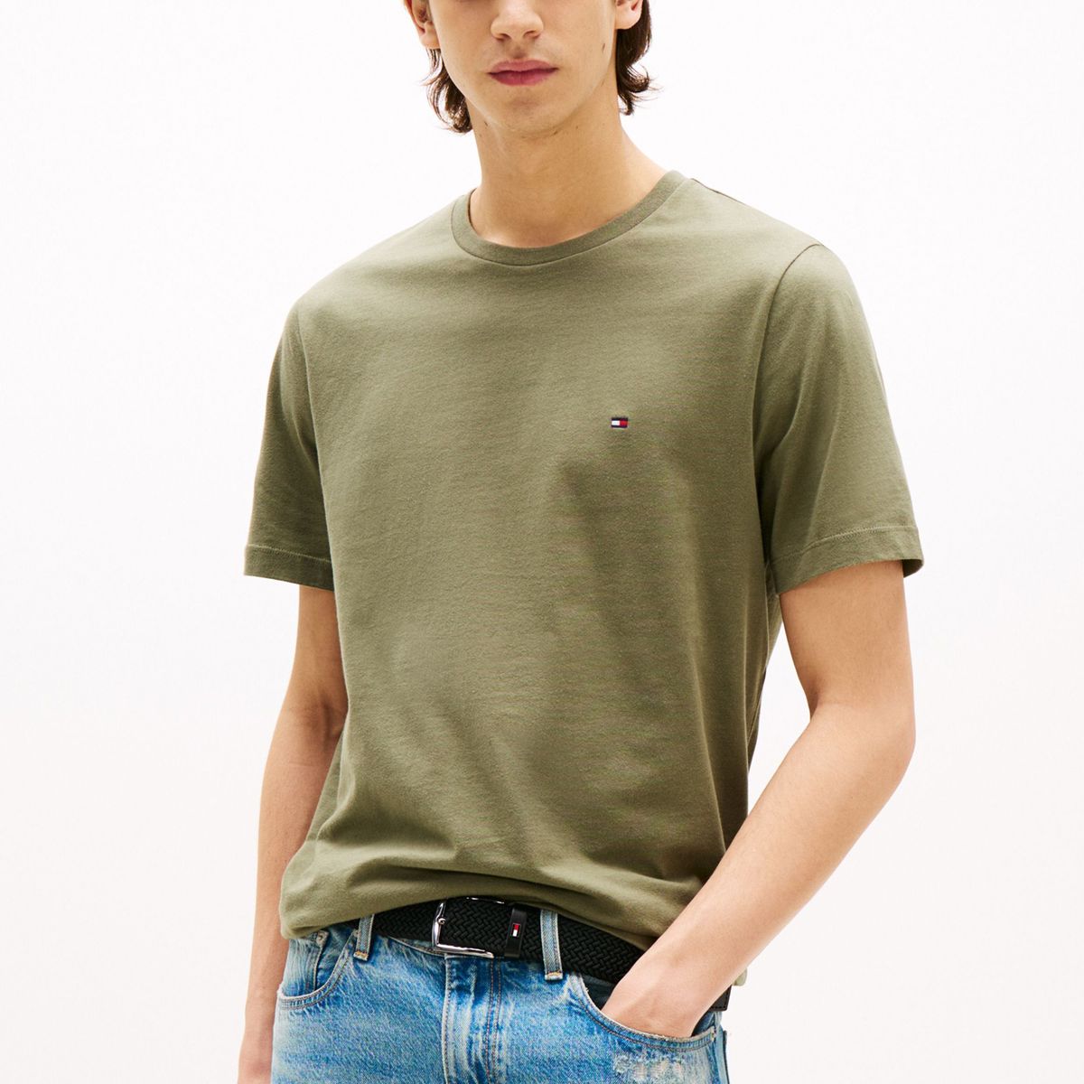 TOMMY HILFIGER - Camiseta verde de cuello redondo Tommy Hilfiger