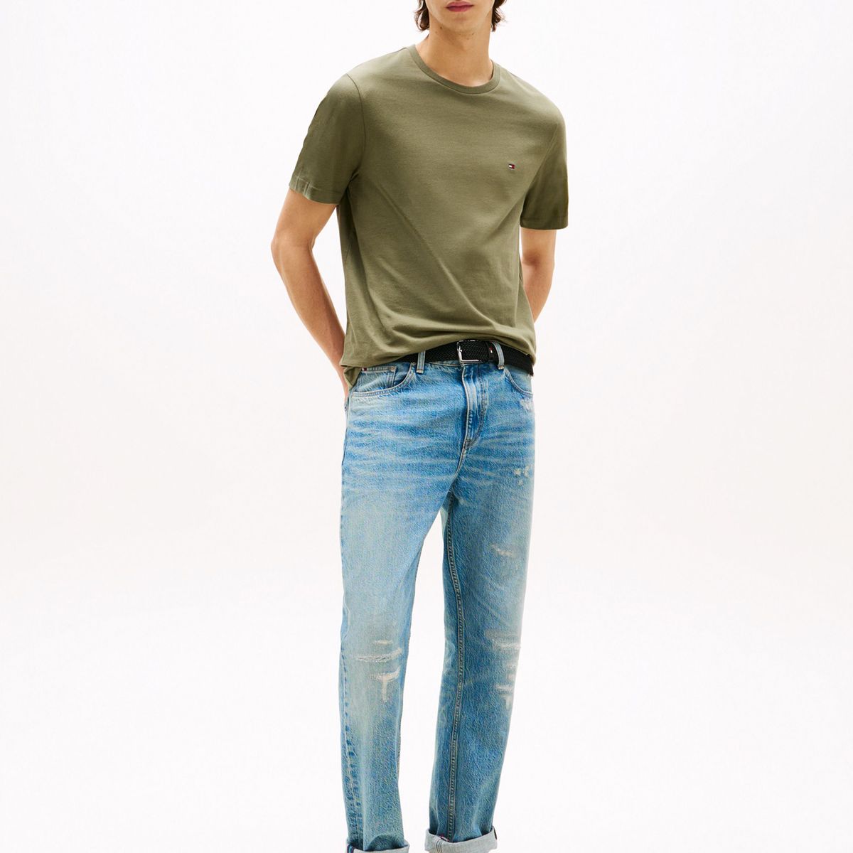 TOMMY HILFIGER - Camiseta verde de cuello redondo Tommy Hilfiger