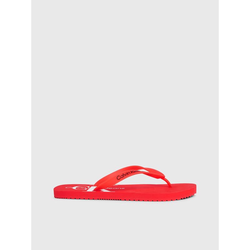 CALVIN KLEIN - Sandalias Naranja De Playa Con Monologo Calvin Klein