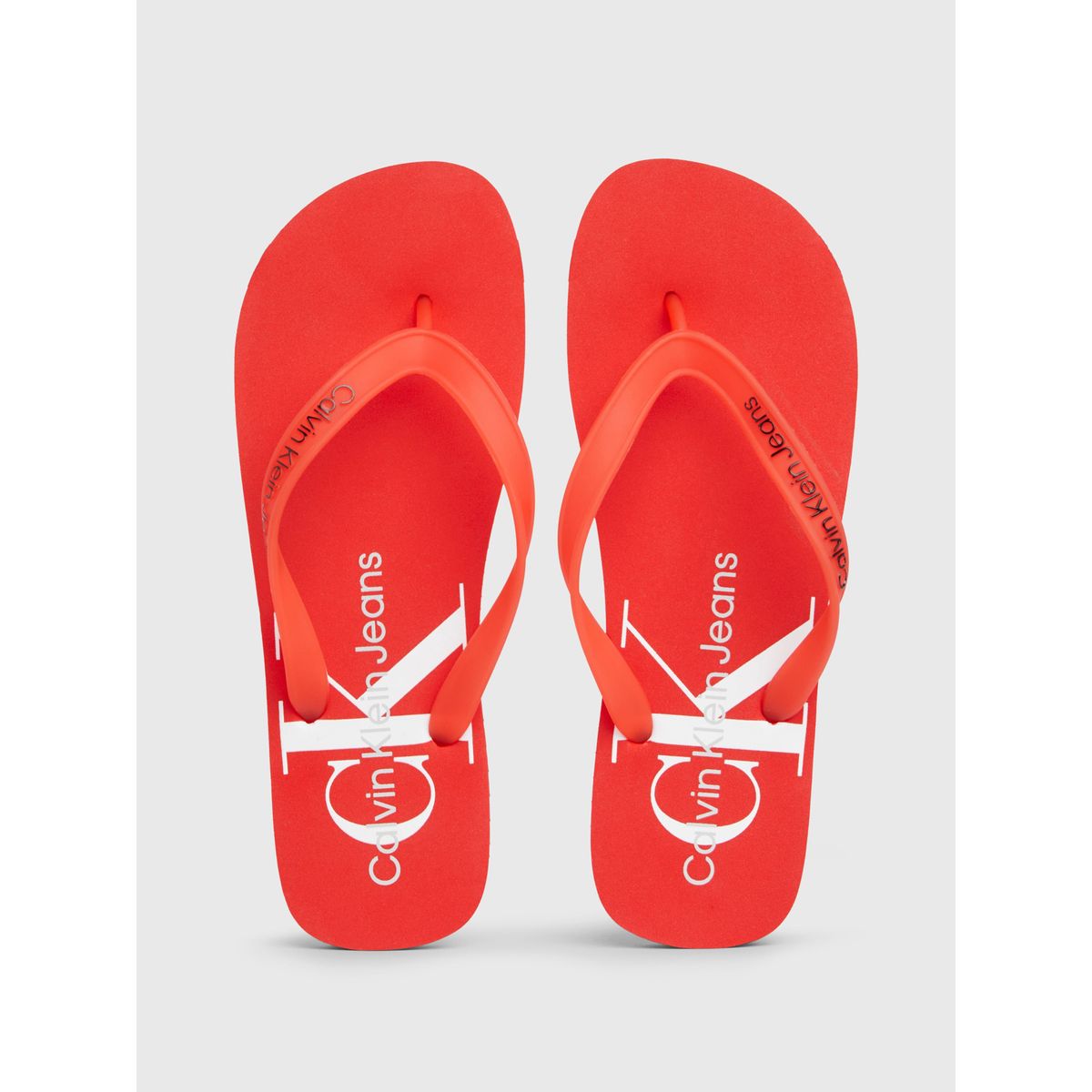 CALVIN KLEIN - Sandalias Naranja De Playa Con Monologo Calvin Klein