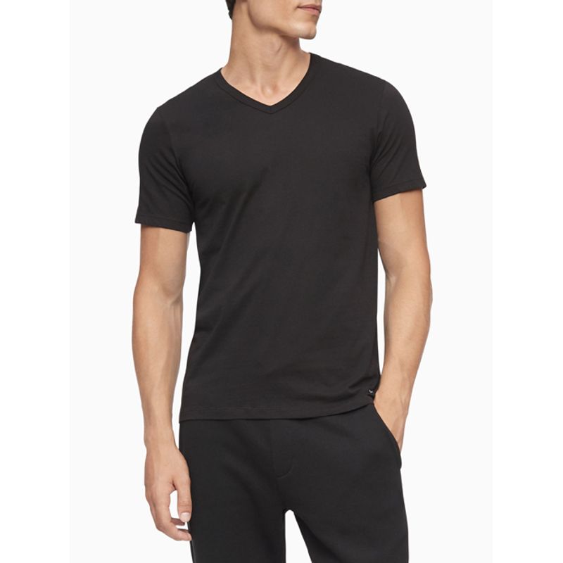 CALVIN KLEIN - Paquete Negro De 3 Camisetas Slim Con Cuello V Calvin Klein