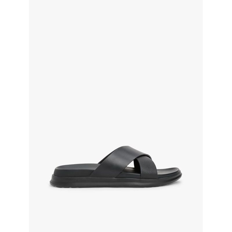 TOMMY HILFIGER - Sandalias negro de Cuero con tiras cruzadas Tommy Hilfiger