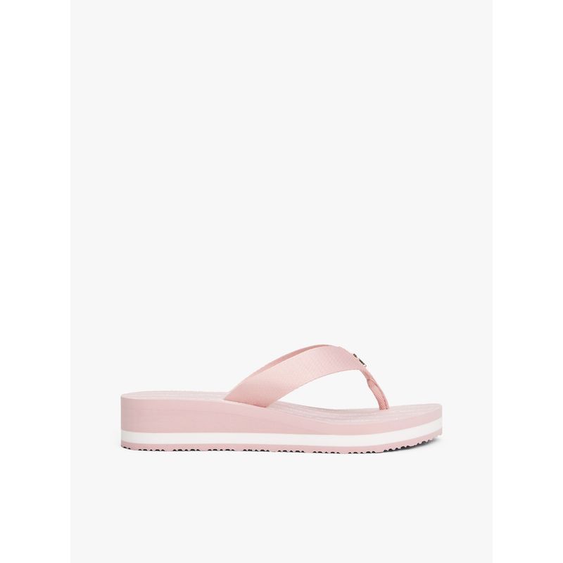 TOMMY HILFIGER - Sandalias rosa de cuña con monograma TH Tommy Hilfiger