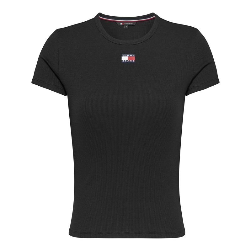 TOMMY HILFIGER - Camiseta negra de corte slim con parche Tommy Jeans