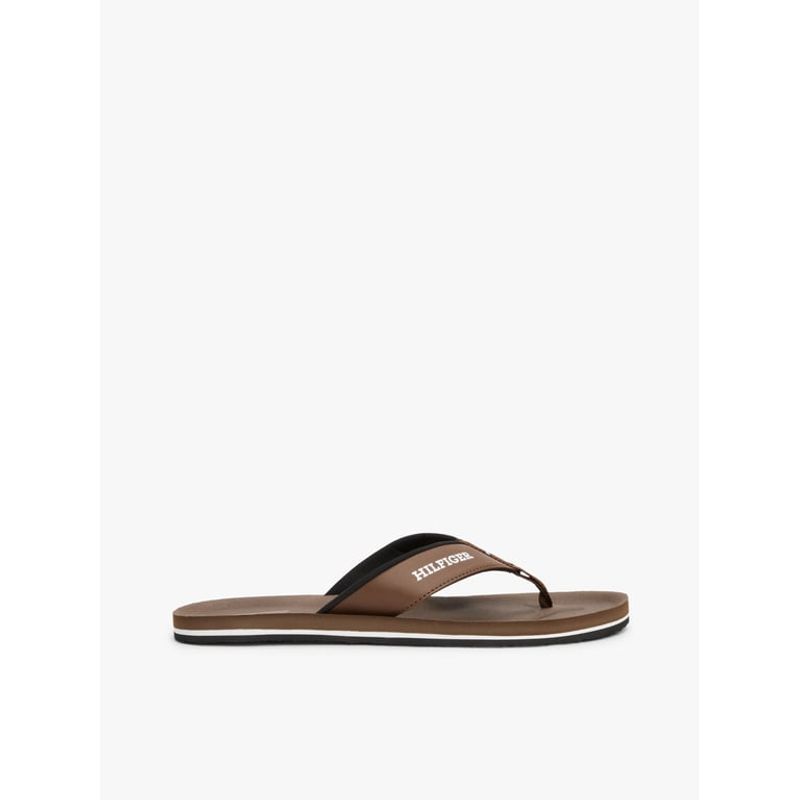 TOMMY HILFIGER - Sandalias chocolate con tiras acolchadas e inscripción Tommy Hilfiger