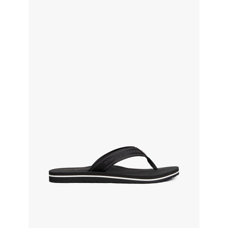 TOMMY HILFIGER - Sandalias negro con inscripción tonal en tiras Tommy Hilfiger