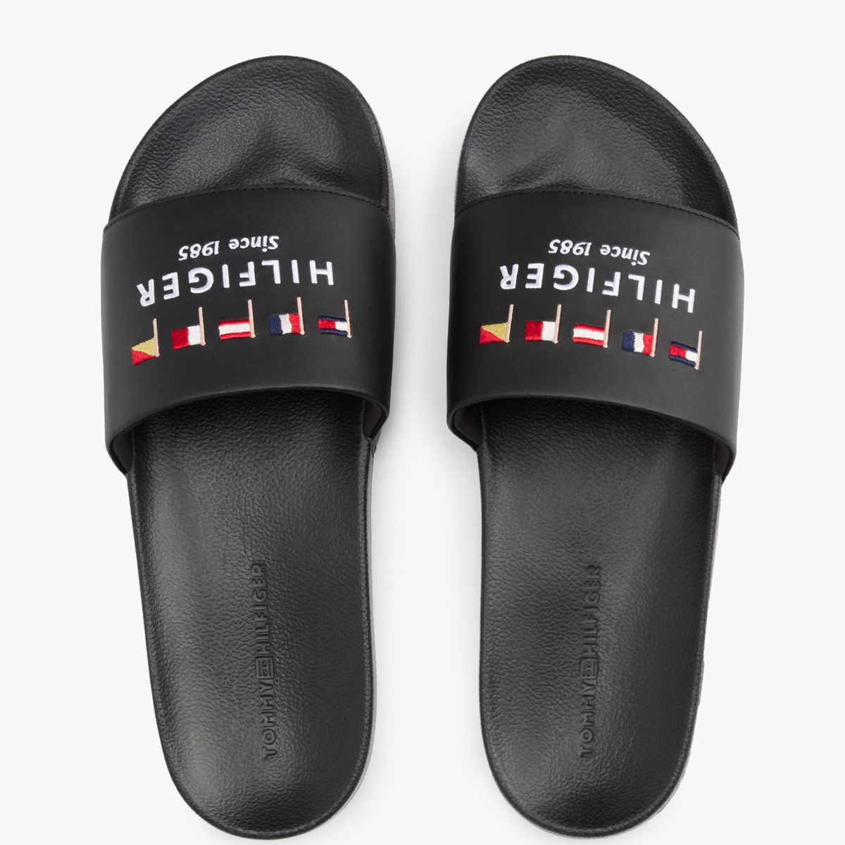 TOMMY HILFIGER - Sandalias negro de piscina con logo bordado Tommy Hilfiger