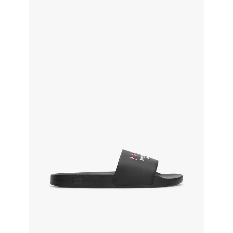 TOMMY HILFIGER - Sandalias negro de piscina con logo bordado Tommy Hilfiger
