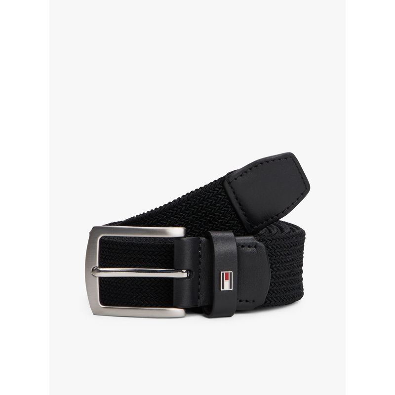 TOMMY HILFIGER - Cinturón negro texturizado con hebilla cuadrada Tommy Hilfiger