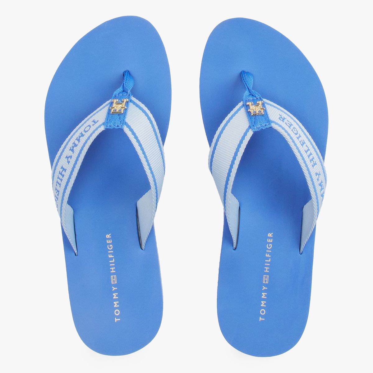TOMMY HILFIGER - Sandalias azul con inscripción tonal en tiras Tommy Hilfiger