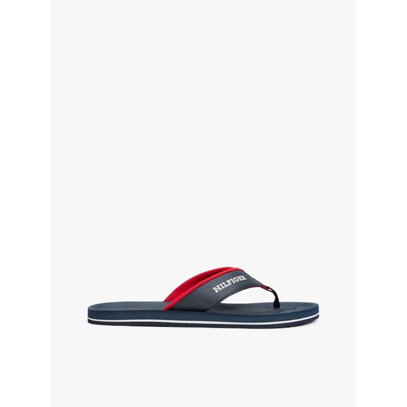 TOMMY HILFIGER - Sandalias azul con tiras acolchadas e inscripción Tommy Hilfiger