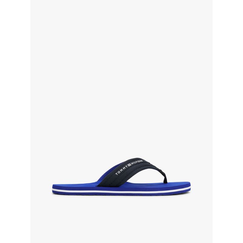 TOMMY HILFIGER - Sandalias azul de tela trenzada con logo Tommy Hilfiger