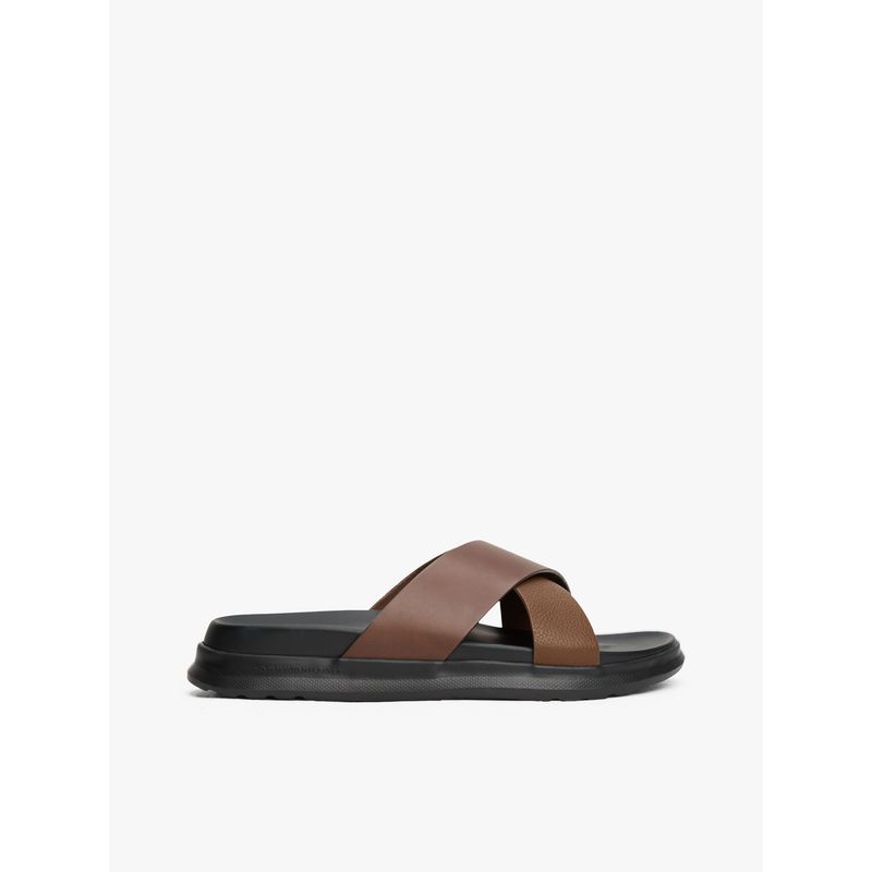 TOMMY HILFIGER - Sandalias chocolate de Cuero con tiras cruzadas Tommy Hilfiger