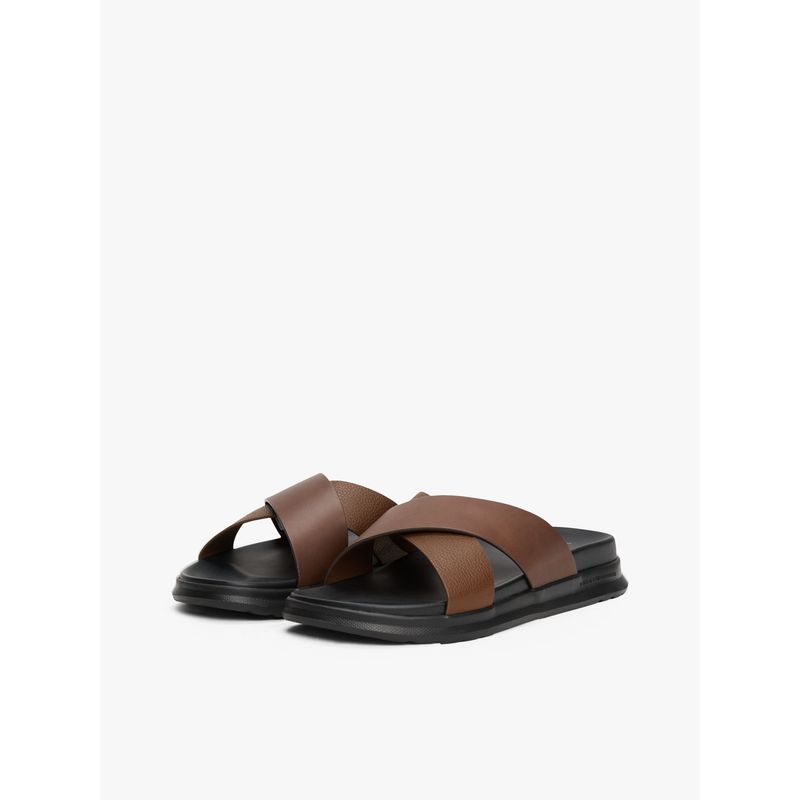 TOMMY HILFIGER - Sandalias chocolate de Cuero con tiras cruzadas Tommy Hilfiger