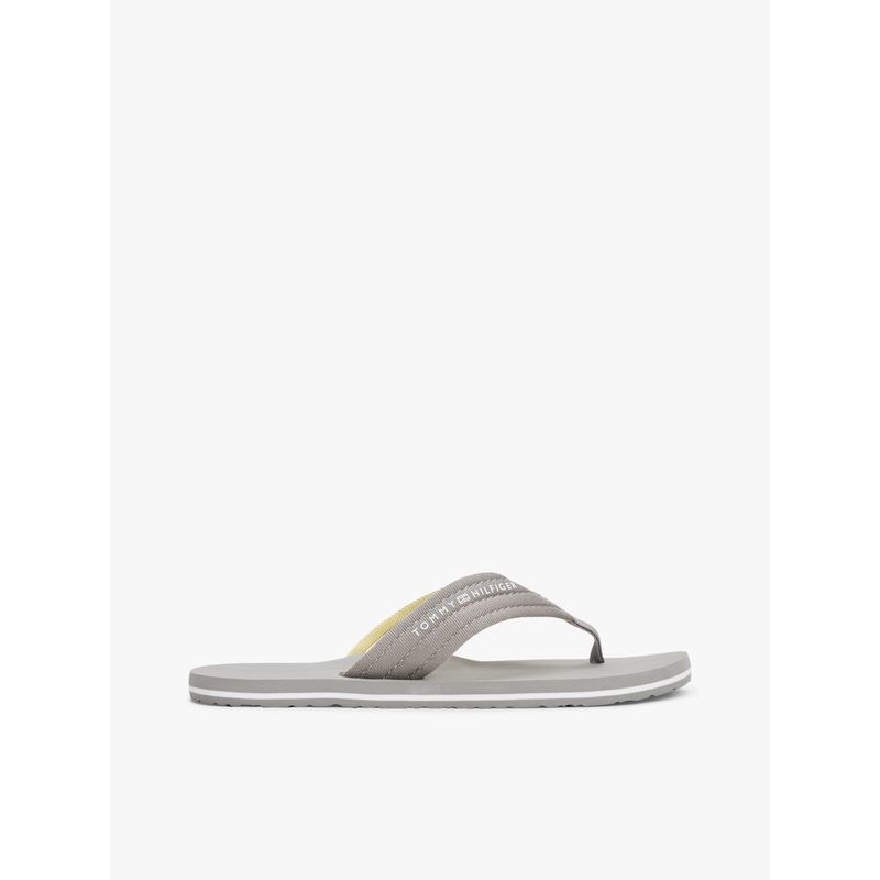 TOMMY HILFIGER - Sandalias gris de tela trenzada con logo Tommy Hilfiger
