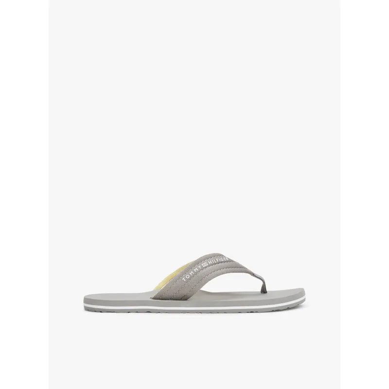 TOMMY HILFIGER - Sandalias gris de tela trenzada con logo Tommy Hilfiger