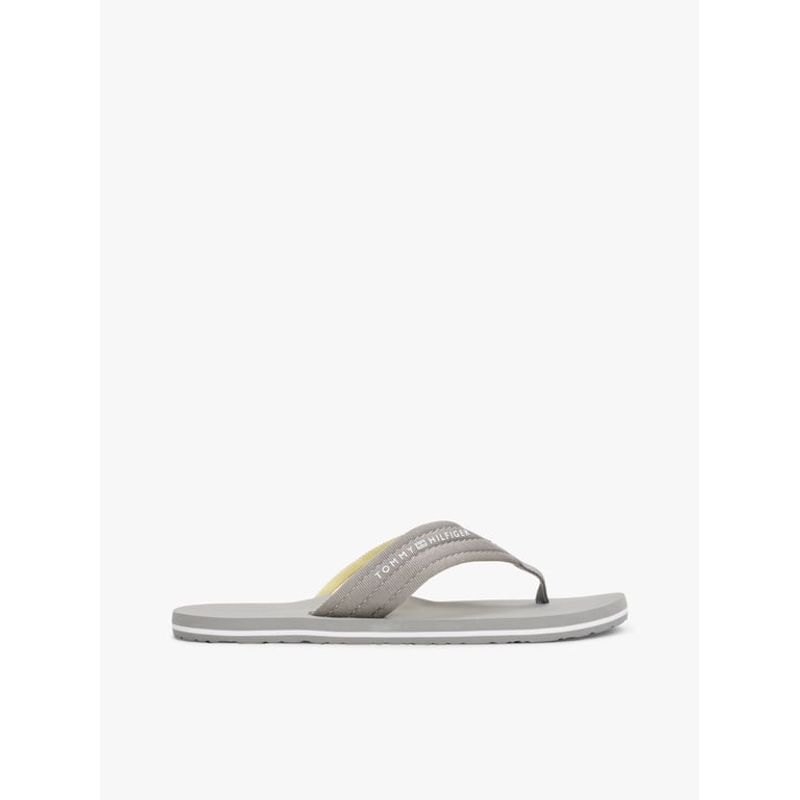 TOMMY HILFIGER - Sandalias gris de tela trenzada con logo Tommy Hilfiger