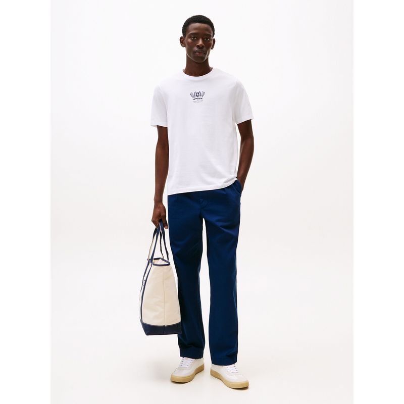 TOMMY HILFIGER - Camiseta blanca de cuello redondo con logo Tommy Hilfiger