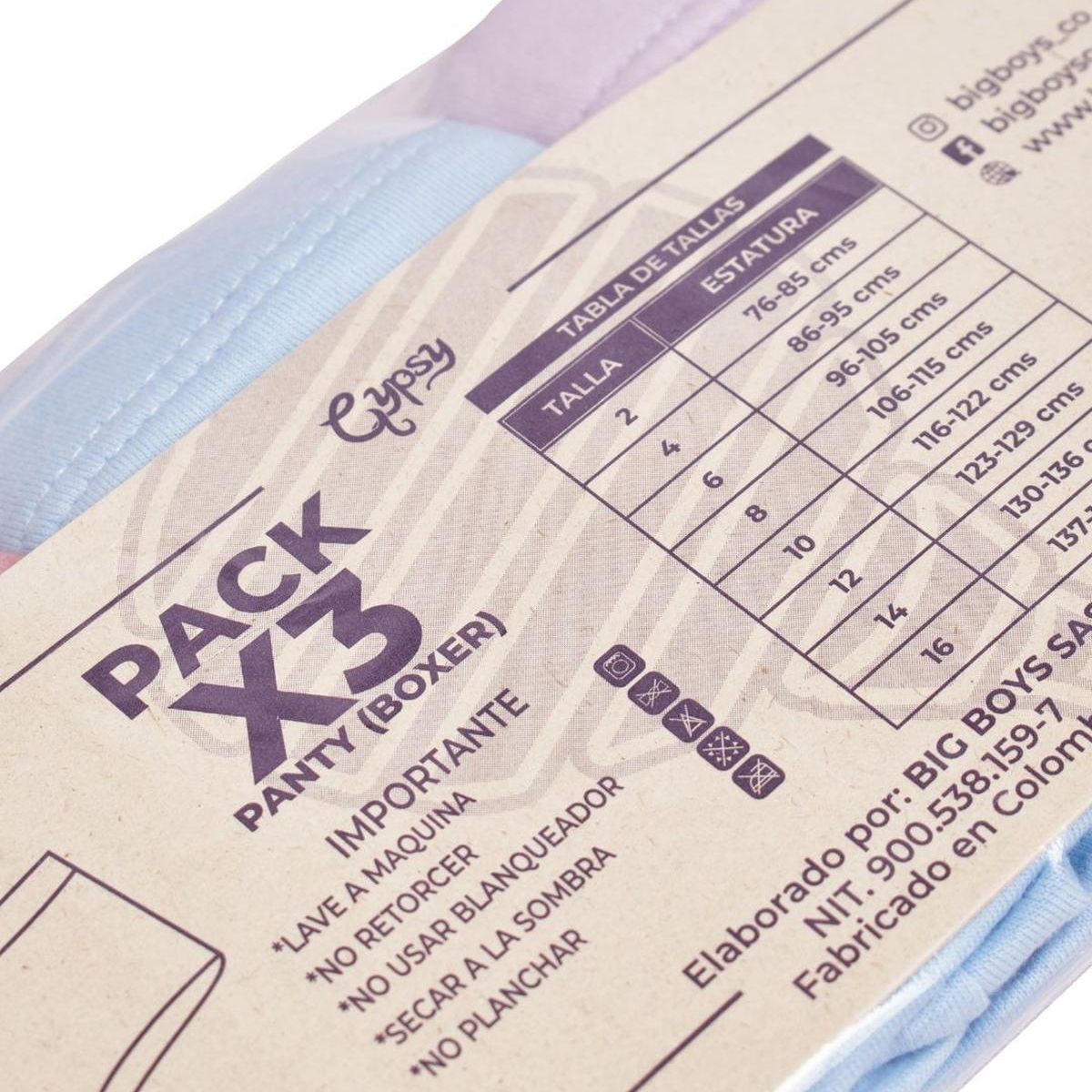 BIGBOYS - Panties Pack X3 Surtido Niña