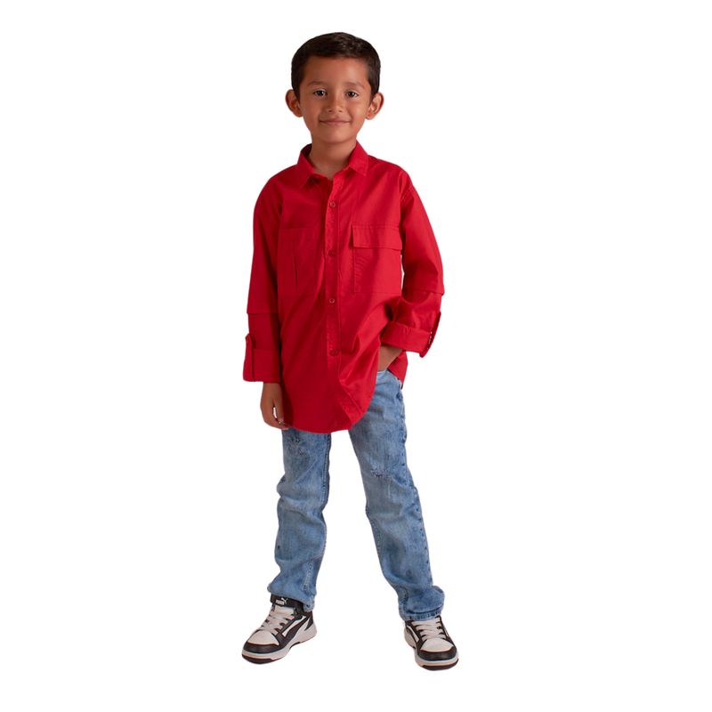 BIGBOYS - Camisa Manga Larga Luffy Roja Bebé Niño