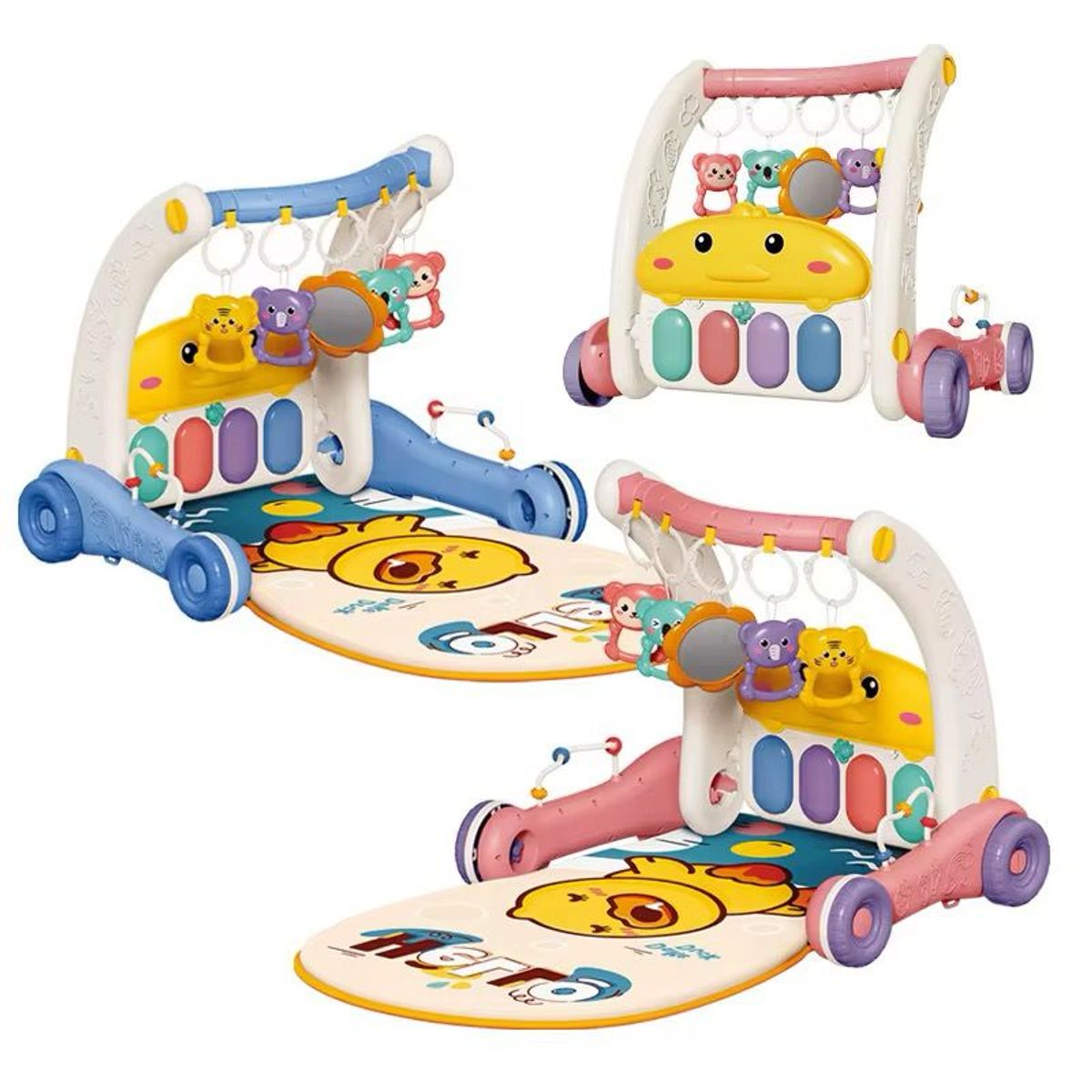 GENERICO - Andadera Caminador Y Gimnasio Piano Musical 2 En 1 Gris