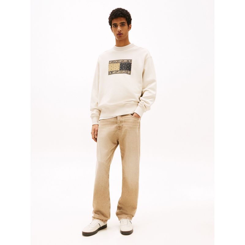 TOMMY HILFIGER - Saco beige de corte amplio con logo de cachemir Tommy Jeans