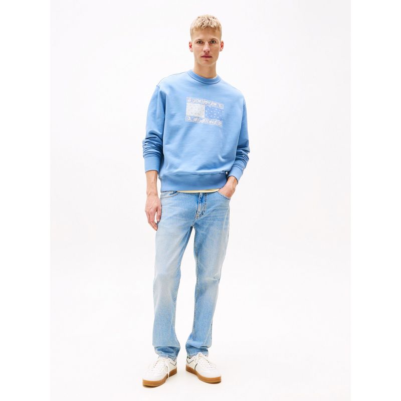 TOMMY HILFIGER - Saco celeste de corte amplio con logo de cachemir Tommy Jeans