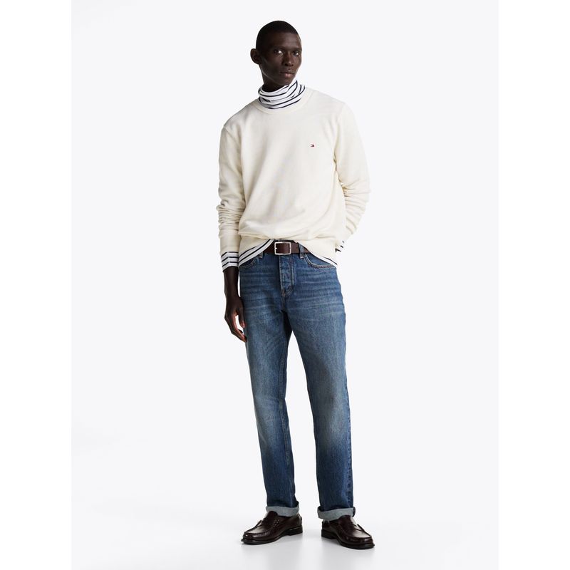 TOMMY HILFIGER - Saco blanco de punto texturizado y cuello redondo Tommy Hilfiger